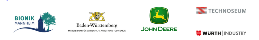 Logos von Bionik Mannheim, Ministerium für Wirtschaft, Arbeit und Tourismus Baden-Württemberg, John Deere, Technoseum Mannheim, Würth Industry